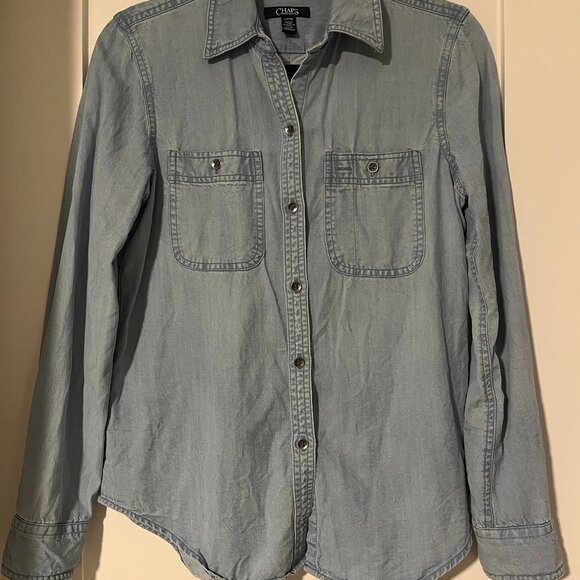 Chaps Women’s Tencel Long Sleeve Chambray Shirt - Picture 1 of 4